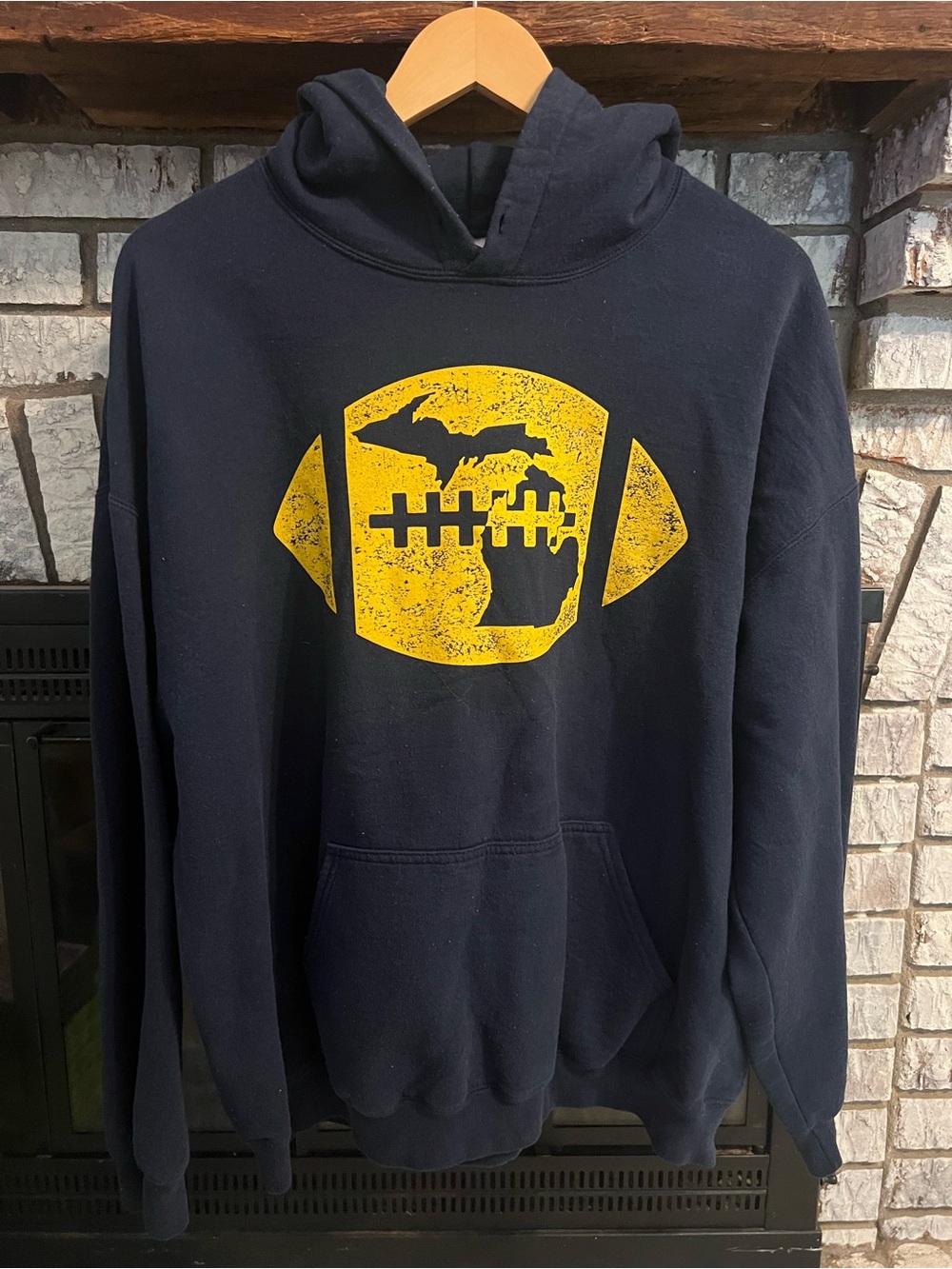Men's Navy Crewneck Sweatshirt with Yellow Football Graphic